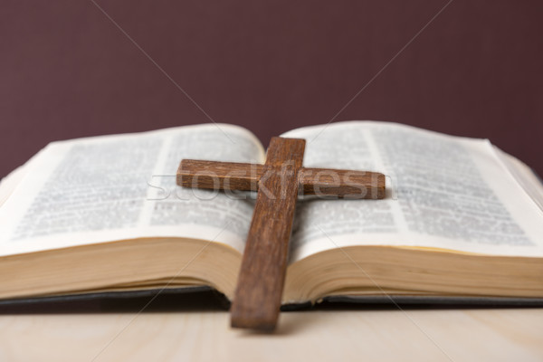 Biblia cruz fondo iglesia culto Foto stock © leventegyori