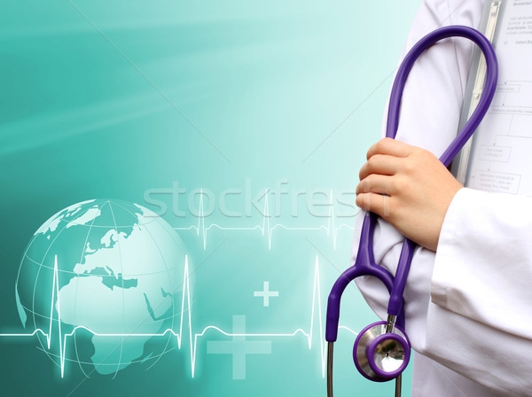 Orvosi orvos kéz egészség Föld gyógyszer Stock fotó © leventegyori