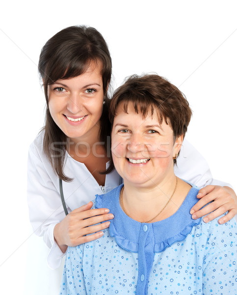 Senior vrouw verzorger geïsoleerd gelukkig home Stockfoto © leventegyori