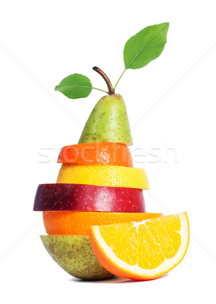 Frescos mixto frutas aislado alimentos manzana Foto stock © leventegyori