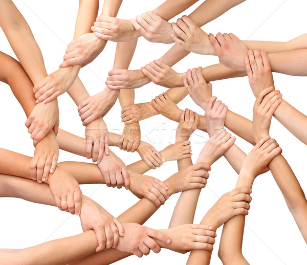 Foto stock: Anillo · muchos · manos · equipo · mano · cuerpo