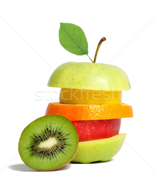 Friss vegyes gyümölcs zöld levél étel természet Stock fotó © leventegyori