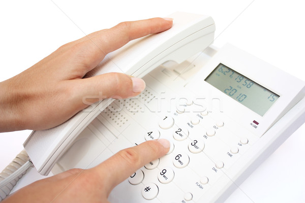 Nő gyártmány telefon hívás kéz telefon Stock fotó © leventegyori