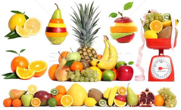 Stockfoto: Gemengd · vruchten · ingesteld · appel · oranje · groep