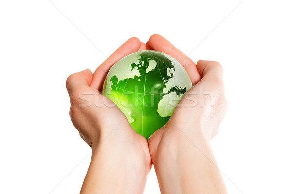 Green earth the world in hand Stock photo © leventegyori