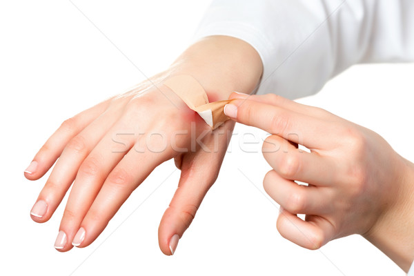 Hand Gips Haut helfen Schmerzen Finger Stock foto © leventegyori