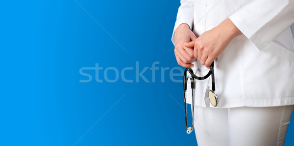 Foto stock: Azul · médico · estetoscopio · mano · médicos · casa