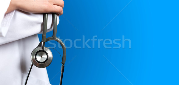 Orvosi kék orvos sztetoszkóp kéz otthon Stock fotó © leventegyori
