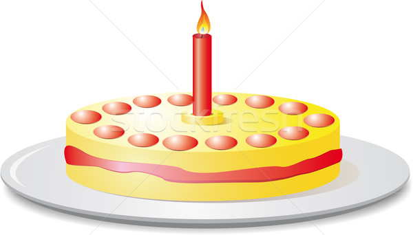 Tort urodziny ciasto Świeca czerwony płomień Zdjęcia stock © Li-Bro