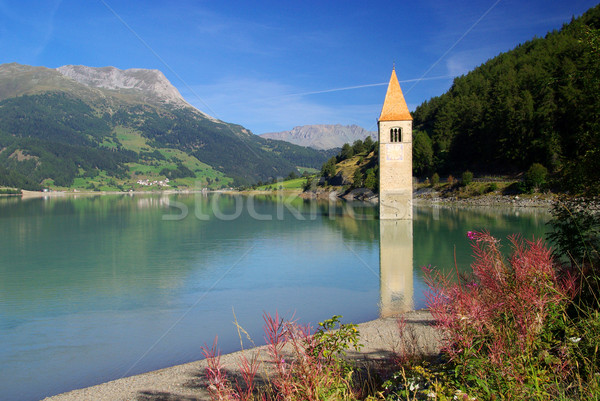 Reschensee with church 32 Stock photo © LianeM