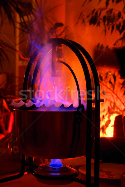 Brandy tűz koktél láng karácsony hagyomány Stock fotó © LianeM