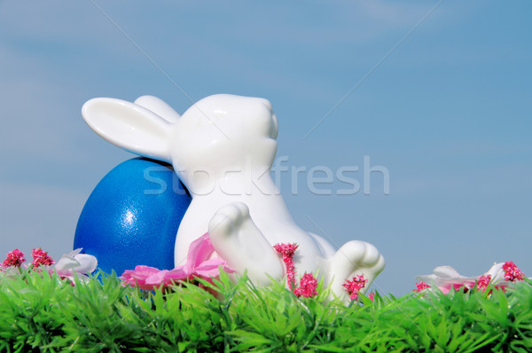 easter eggs on flower meadow and sky 07 Stock photo © LianeM