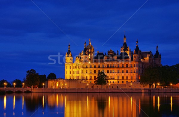 Stock photo: Schwerin palace night 02