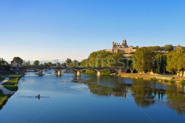 Cathedral and  the River Orb in Beziers, France Stock photo © LianeM
