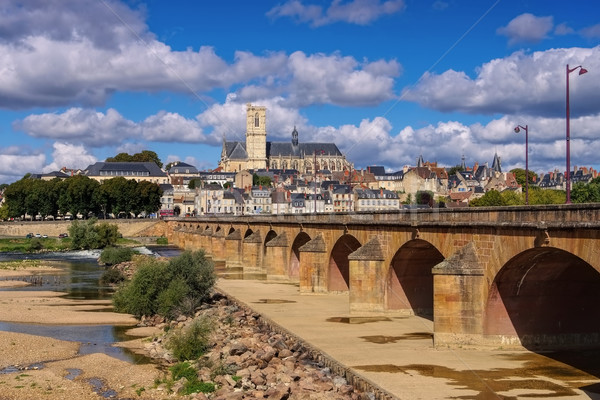 Stock photo: Nevers in Burgundy, cathedral and river Loire