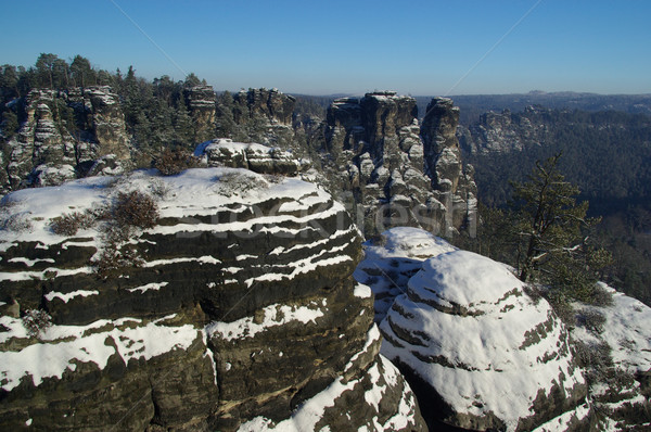 Stock photo: Bastei area rocks 