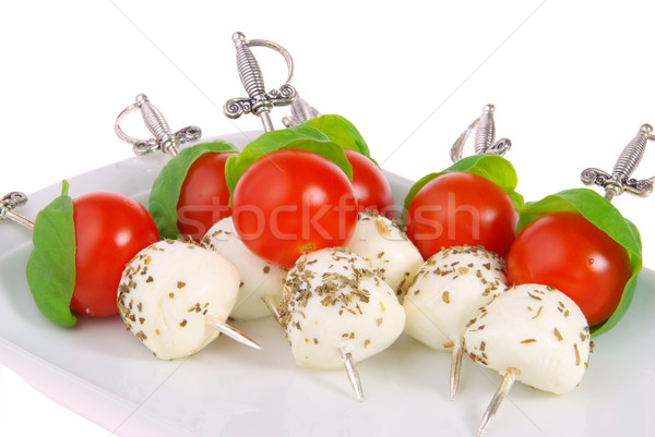 Spucken Mozzarella Blatt Käse Ball rot Stock foto © LianeM