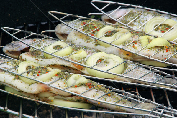 Stock foto: Grillen · Forellen · Fisch · Kochen · Koch · essen