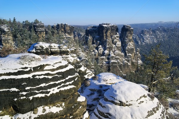 Bastei area rocks  Stock photo © LianeM