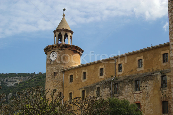 аббатство небе часы каменные Испания Сток-фото © LianeM