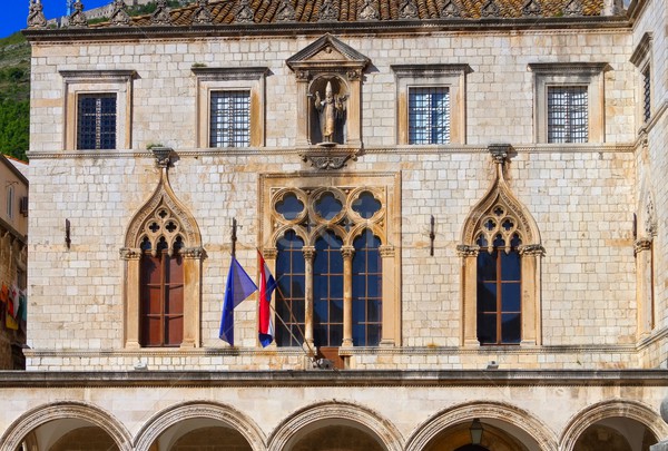 Dubrovnik pałac domu ulicy okno banderą Zdjęcia stock © LianeM