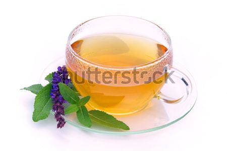çay adaçayı cam arka plan içmek hasta Stok fotoğraf © LianeM