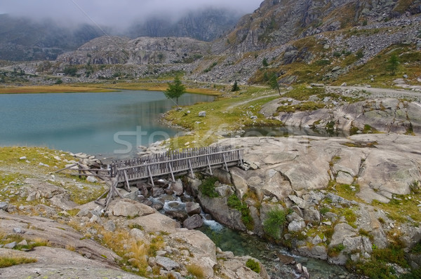 Cornisello lake and waterfall in Dolomites Stock photo © LianeM