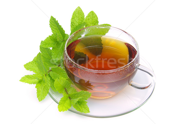 Herbaty miętowy medycznych szkła tle pić Zdjęcia stock © LianeM