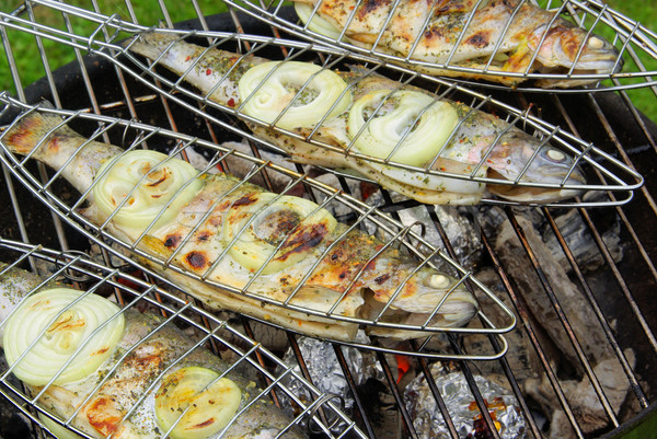 Trucha peces cocina cocinar comer Foto stock © LianeM