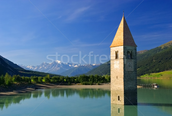 Reschensee with church Stock photo © LianeM