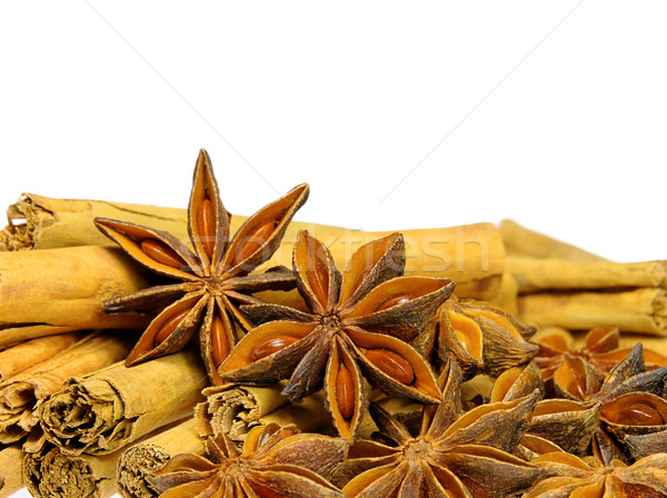 Foto stock: Canela · em · pau · estrela · comida · fundo · natal · vara