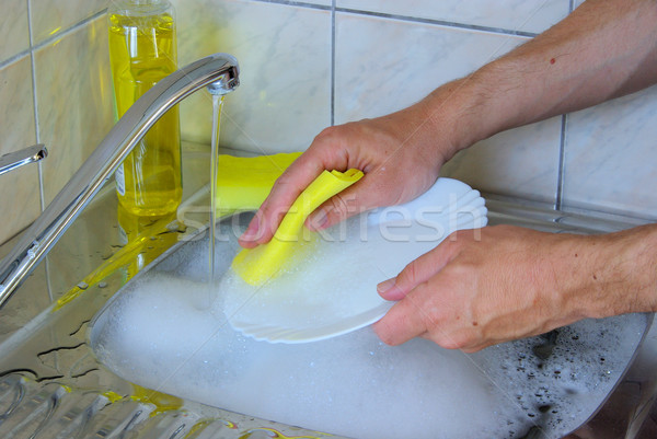 Stockfoto: Wassen · gerechten · water · huis · hand · werk