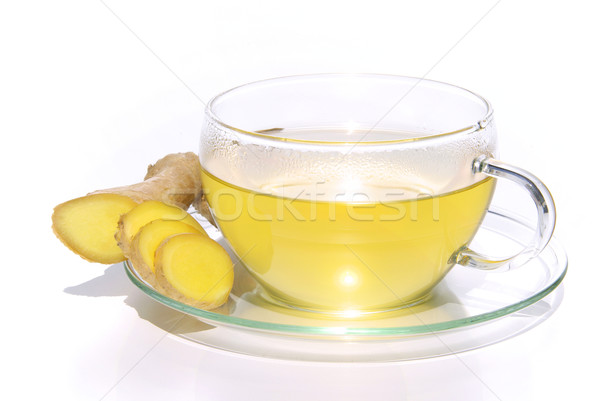 Foto stock: Té · jengibre · fondo · medicina · beber · blanco