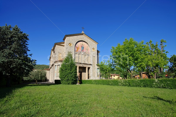 Clusane church Parrocchiale di Cristo Re on Iseo lake in Italy Stock photo © LianeM