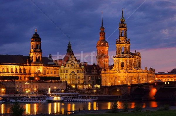 Дрезден католический суд Церкви ночь небе Сток-фото © LianeM
