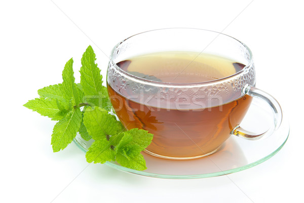 Tea borsmenta üveg háttér ital csésze Stock fotó © LianeM