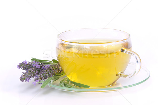 Zdjęcia stock: Lawendy · herbaty · kwiat · medycznych · szkła · tle