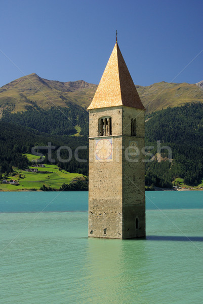 Reschensee with church 02 Stock photo © LianeM