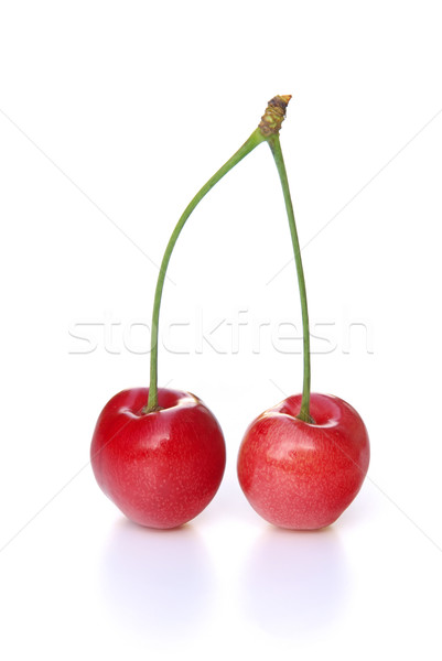 Foto stock: Cereza · 12 · fondo · rojo · blanco · dulce