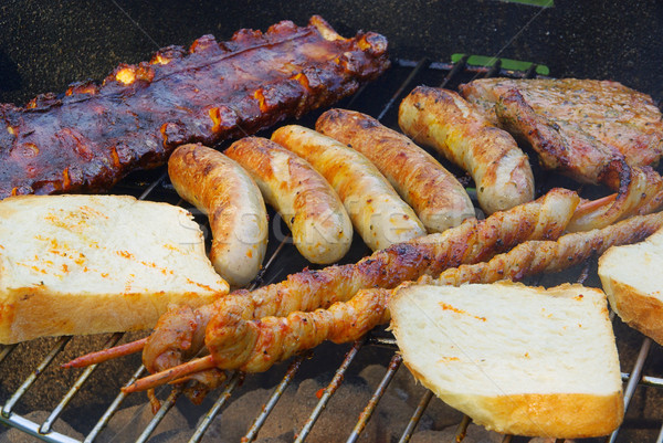 Grill Schwein Steak Picknick Grill Wurst Stock foto © LianeM