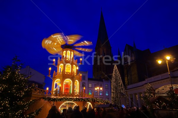 Karácsony piac épület város fény kék Stock fotó © LianeM