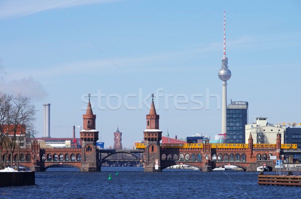 Foto stock: Berlim · televisão · torre · cidade · neve · inverno