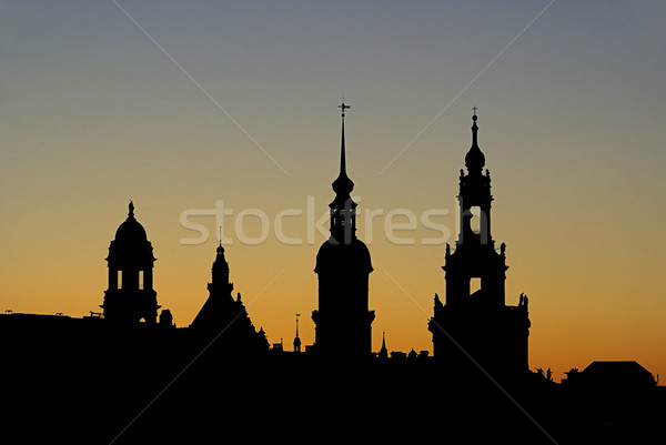 Сток-фото: Дрезден · старый · город · ночь · небе · здании · свет