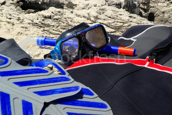 Nurkowania wyposażenie plaży morza lata plastikowe Zdjęcia stock © LianeM