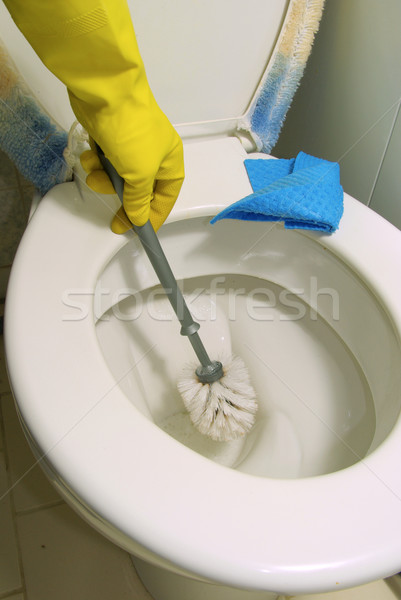 Wc takarítás ház munka otthon fürdőszoba Stock fotó © LianeM