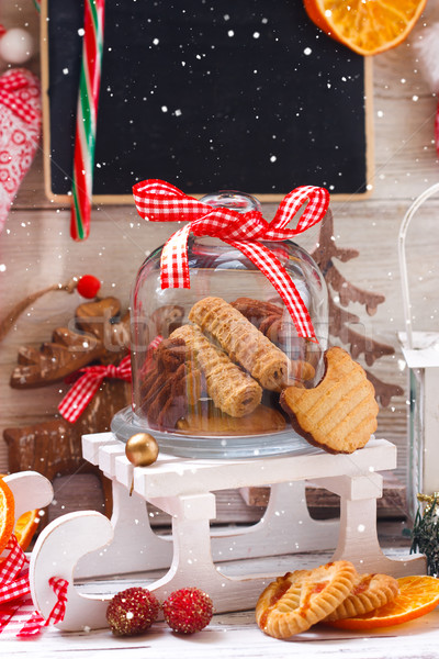 Stockfoto: Christmas · cookies · glas · bel · jar · decoratief