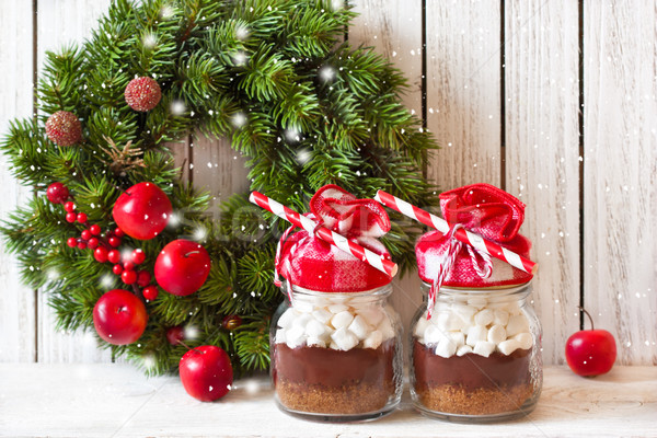 Stockfoto: Christmas · warme · chocolademelk · heemst · presenteert · koken
