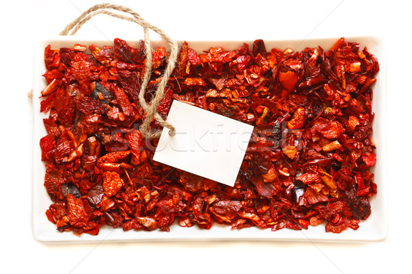 Piros paprika pelyhek száraz tál üres címke Stock fotó © lidante