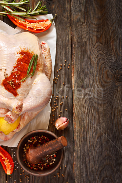 Frischen Huhn ganze gefüllt Zitrone Stock foto © lidante