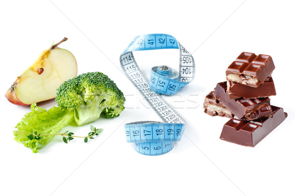 Keuze chocolade appel vruchten gezondheid Stockfoto © lidante